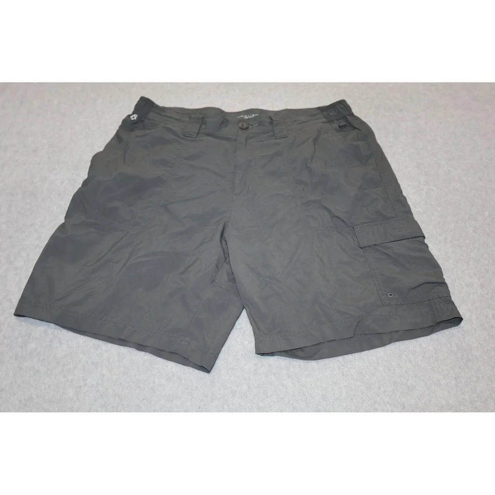 Columbia PFG Cargo Shorts Men 34 Grey Omni-Shade Sun Performance Fishing Gear